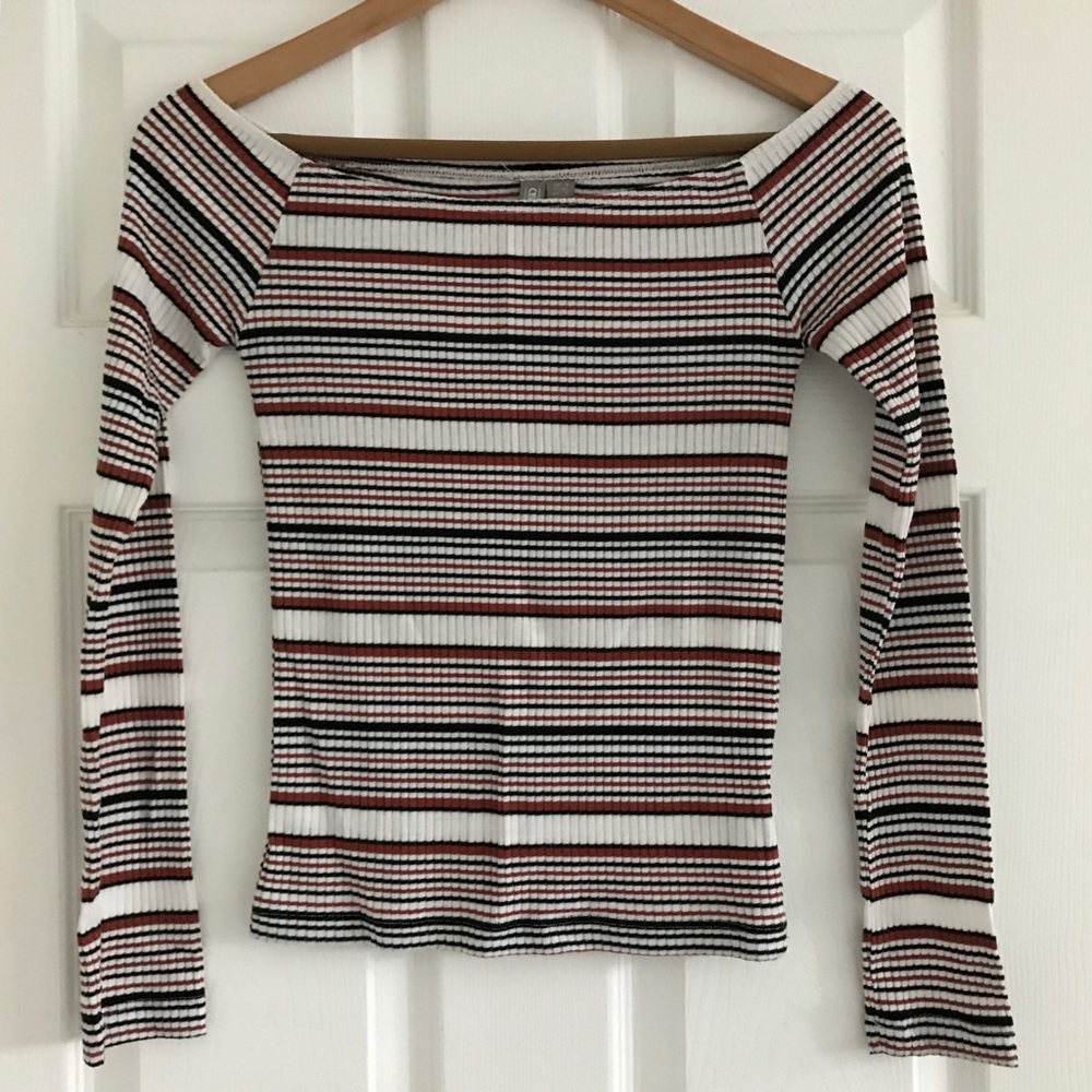ASOS Striped Ribbed Bardot Top